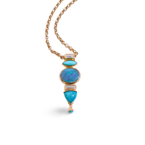 Totem Turquoise, Opal, and Diamond Pendant