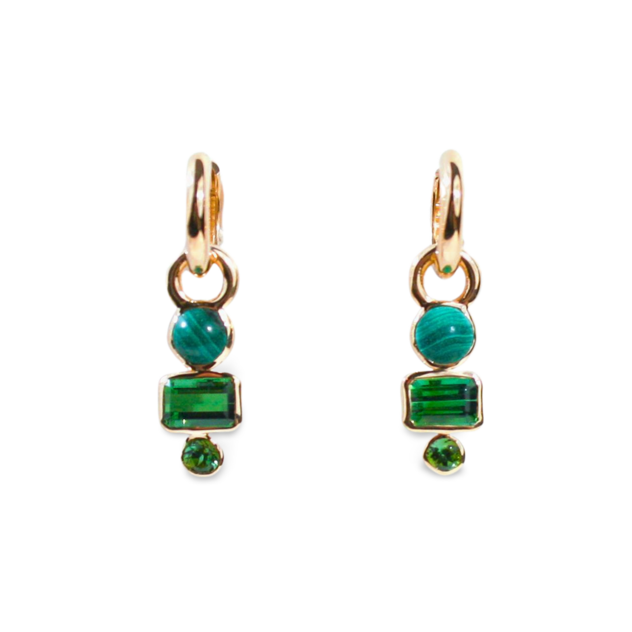Color Block Charms (Green Tourmaline and Malachite)