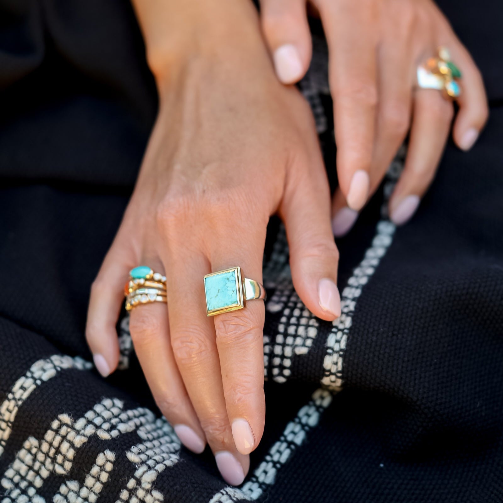 Sandro Turquoise Two Toned Ring