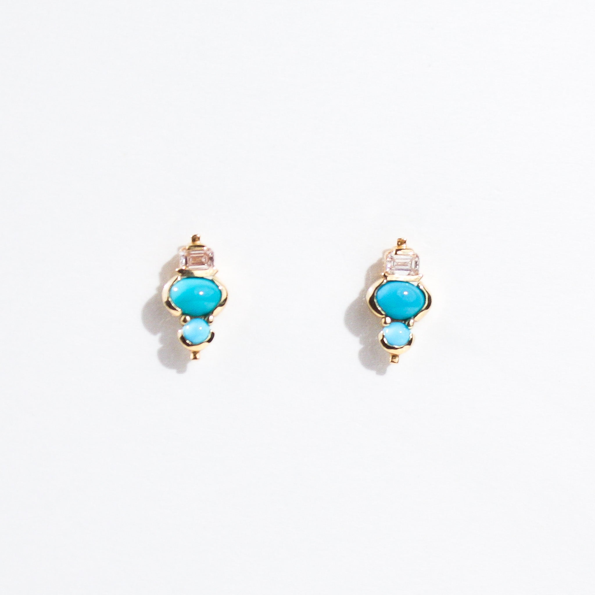 Mini Totem Turquoise and Diamond Earrings