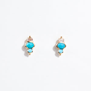 Mini Totem Turquoise and Diamond Earrings