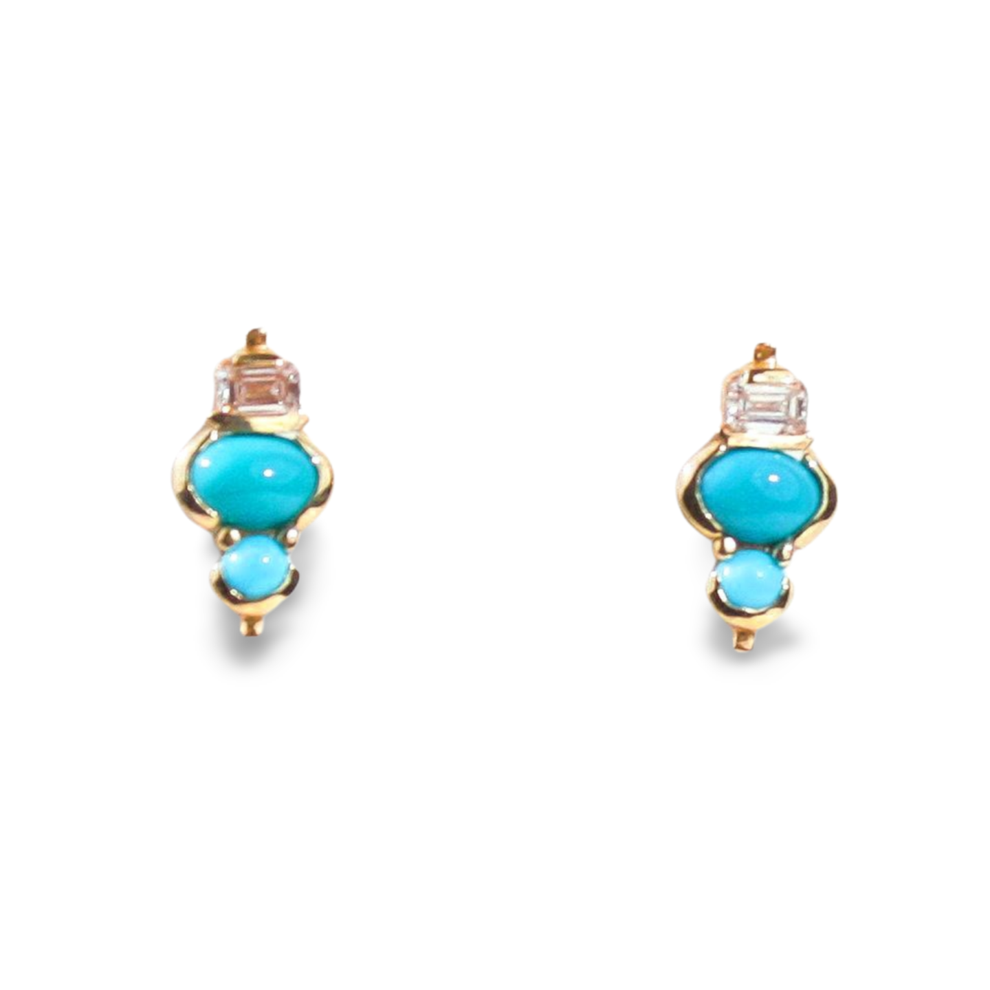 Mini Totem Turquoise and Diamond Earrings Sarah Martinez