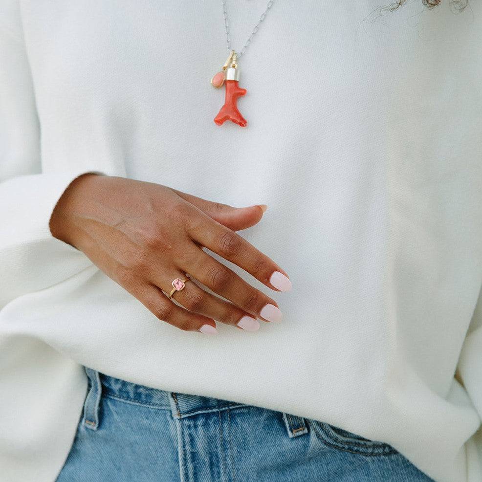 Coral Teardrop Pendant