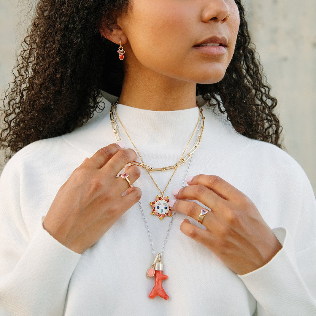 Coral Teardrop Pendant